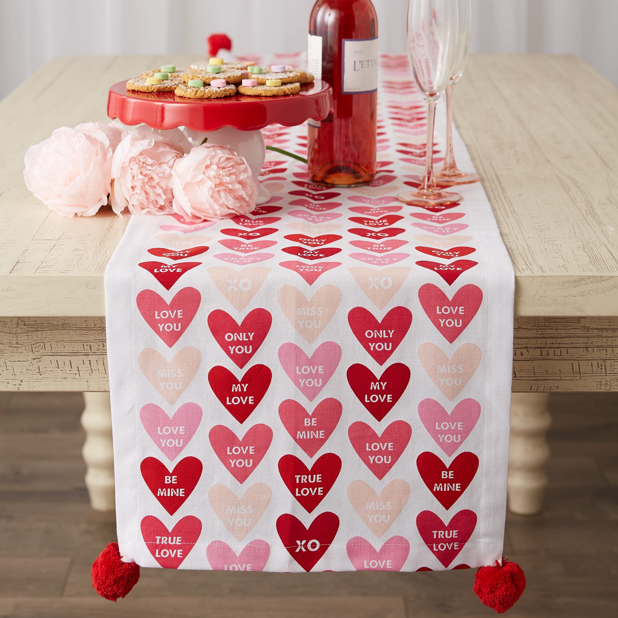 DII® 72" Conversation Hearts Print Table Runner